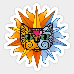 Sun and Moon Cat Sticker